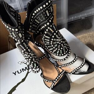 Black Embellished Women's Sandals